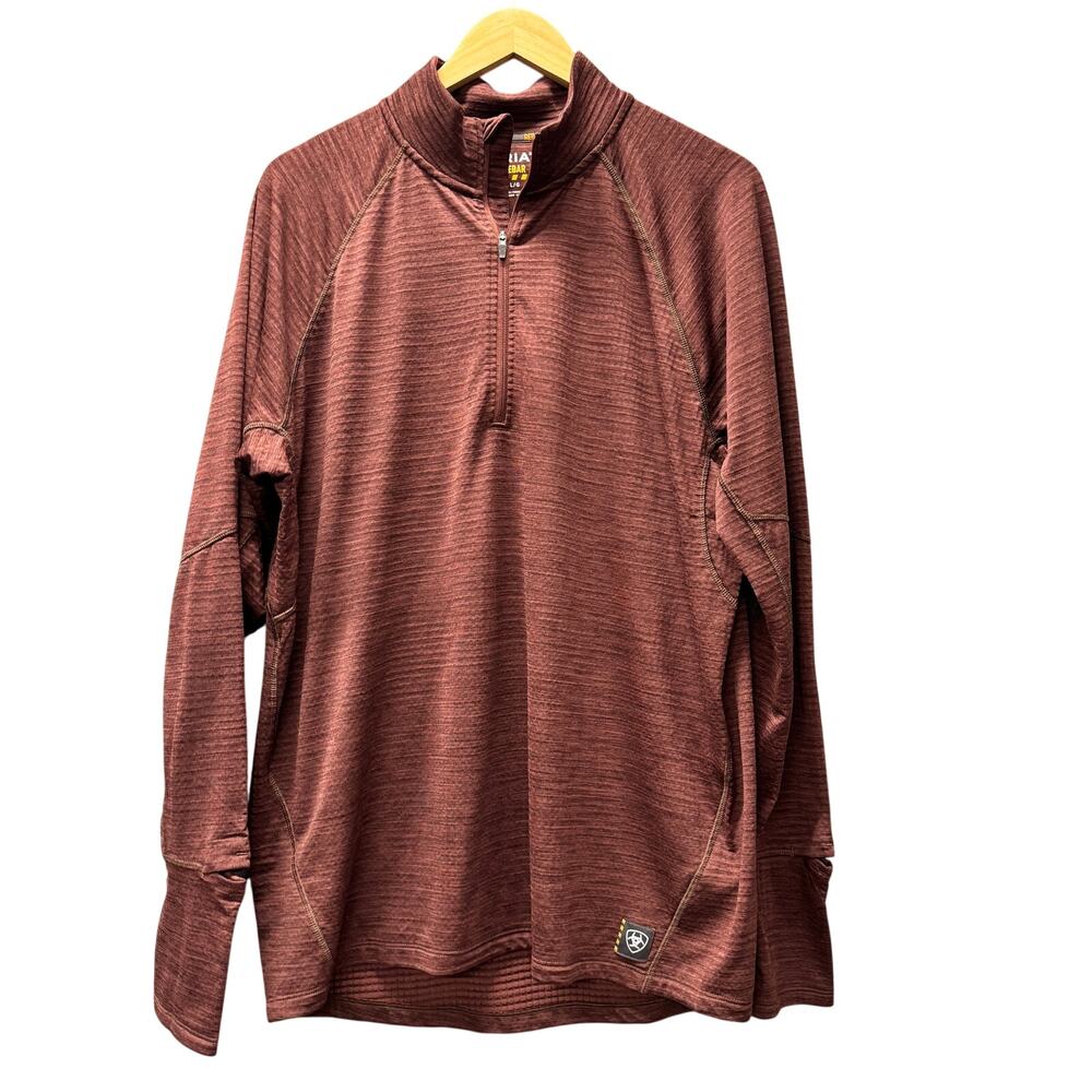 Ariat Rebar Baselayer Shirt Gridwork‎ 1/4 Zip Pullover Mens Large Brown Gorpcore